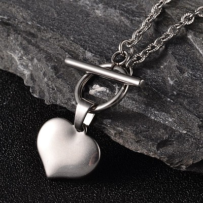 Non-Tarnish Valentine's Day Heart 304 Stainless Steel Lariat Necklaces X-NJEW-JN01484-1