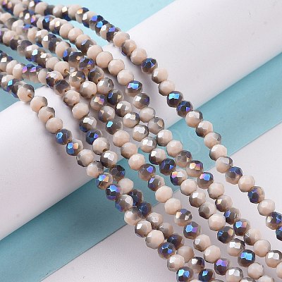 Electroplate Opaque Solid Color Glass Beads Strands EGLA-A034-P4mm-I04-1
