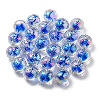 UV Plating Rainbow Iridescent Acrylic Beads OACR-A014-02E-1