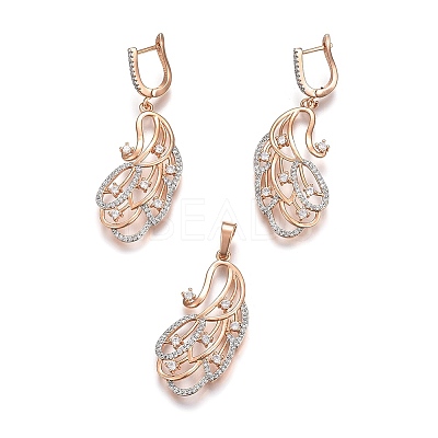 (Jewelry Parties Factory Sale)Brass Micro Pave Cubic Zirconia Jewelry Sets SJEW-F189-15KCG-1