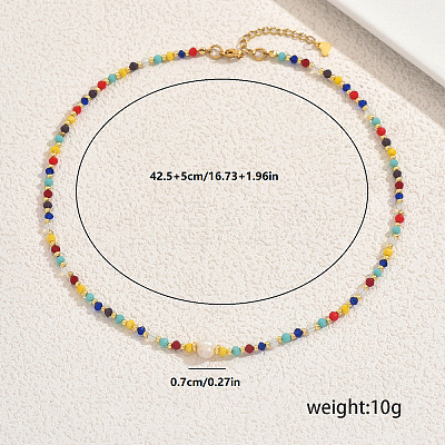 Natural Dyed Mixed Stone & Freshwater Pearl Round Beaded Necklaces for Women Daily and Party Wear XX1529-1