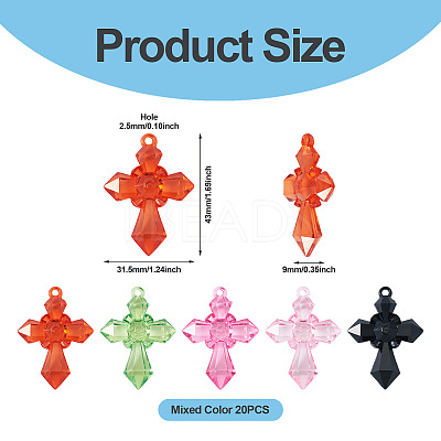 20Pcs Transparent Acrylic Pendants TACR-TA0001-66-1