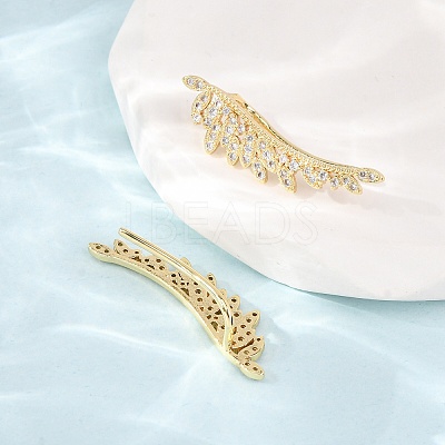 Brass Pave Cubic Zirconia Stud Crawler Earrings KK-CBAA351-08G-1