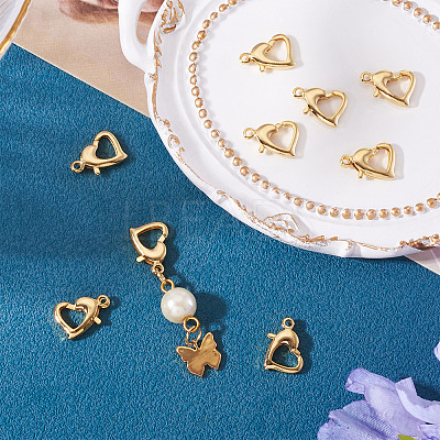 8Pcs Brass Heart Lobster Claw Clasps KK-TA0002-69-1