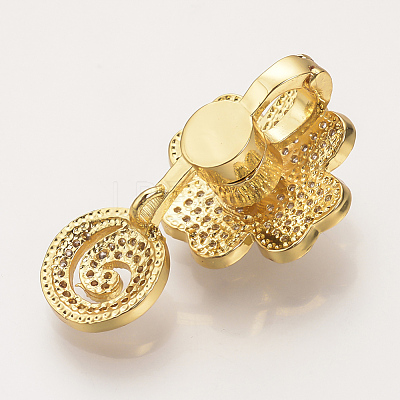 Brass Micro Pave Cubic Zirconia Magnetic Clasps ZIRC-S058-05G-1