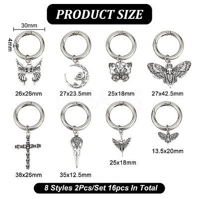 16Pcs 8 Style Cross/Butterfly/Moon Alloy Shoe Decoration HJEW-AB00624-1