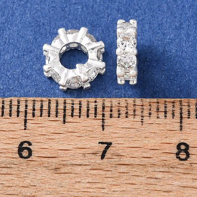 Brass Micro Pave Cubic Zirconia European Beads KK-C157-09A-S-1
