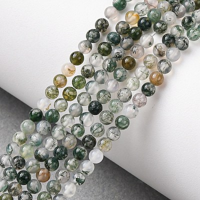 Natural Moss Agate Beads Strands G-Z116-A05-3mm-1