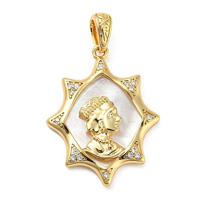 Rack Plating Brass Cubic Zirconia Pendants KK-M258-15G-1