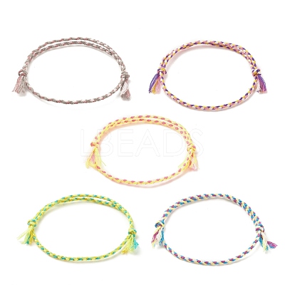 5Pcs Macrame Cotton Braided Cord Anklets Set AJEW-AN00486-02-1