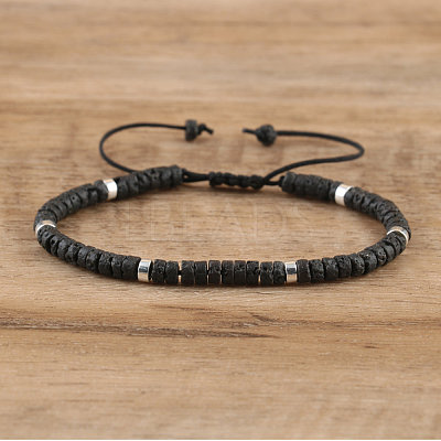 Natural Lava Rock Beaded Braided Bracelets QH4784-6-1