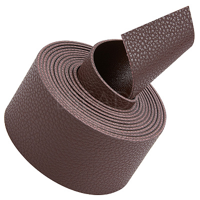 2M Flat Single Face Lychee Pattern Imitation Leather Band LC-WH0010-02B-02-1