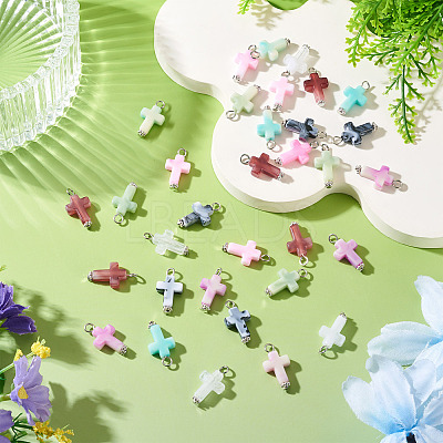 105Pcs 7 Colors Acrylic Imitation Gemstone Pendants FIND-TA0009-34P-1