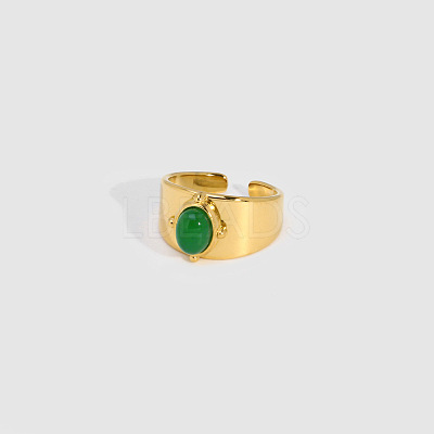 Oval Natural Green Aventurine Ring IR1864-2-1