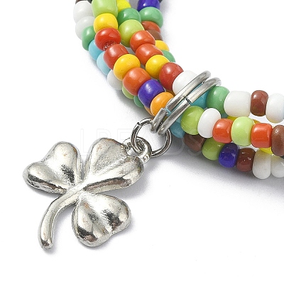 Glass Seed Beaded Multi Loops Warp Bracelets BJEW-TA00339-03-1