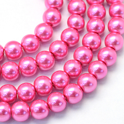Baking Paint Pearlized Glass Pearl Round Bead Strands HY-Q003-4mm-54-1