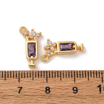 Brass Micro Pave Cubic Zirconia Pendants KK-K382-28G-01-1