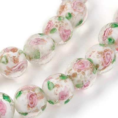 Handmade Gold Sand Lampwork Beads Strands LAMP-P051-D06-1