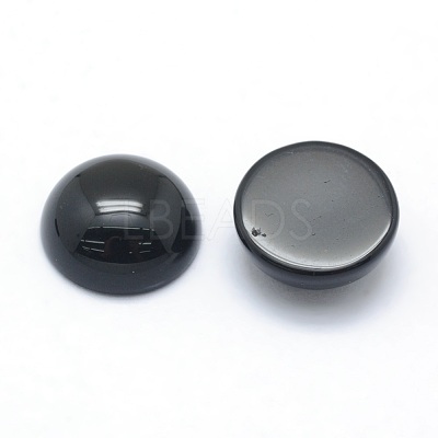Natural Dyed & Heated Black Agate Cabochons G-P393-R02-12mm-1