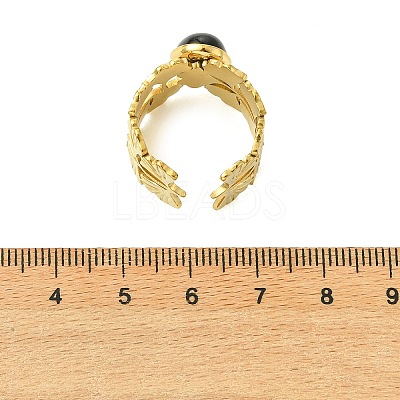 Natural Carnelian/Black Agate/Tiger Eye/Lapis Lazuli/Moss Agate Cuff Open Rings RJEW-JR01079-03-1