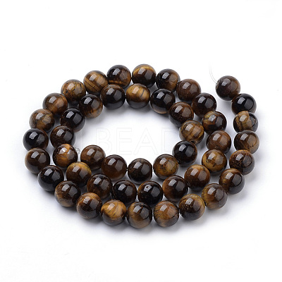 Natural Tiger Eye Beads Strands X-G-S259-21-10mm-1