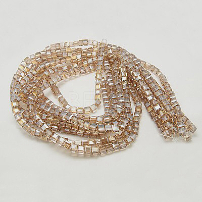 Electroplate Glass Beads Strands EGLA-D018-8x8mm-75-1