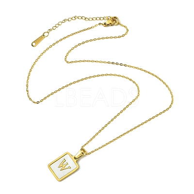 Ion Plating(IP) Rectangle with Initial Letter 304 Stainless Steel Pendant Necklace NJEW-R265-04G-W-1