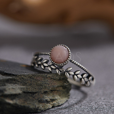 925 Sterling Silver with Natural Pink Opal Finger Rings WGB2E64-17-1