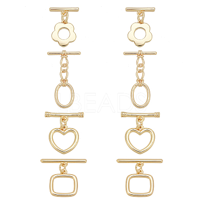 8 Sets 4 Style Brass Toggle Clasps KK-PH0003-67-1