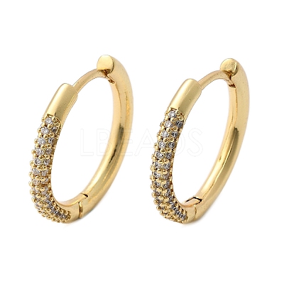 Brass Micro Pave Cubic Zirconia Huggie Hoop Earrings EJEW-K083-36G-B-1