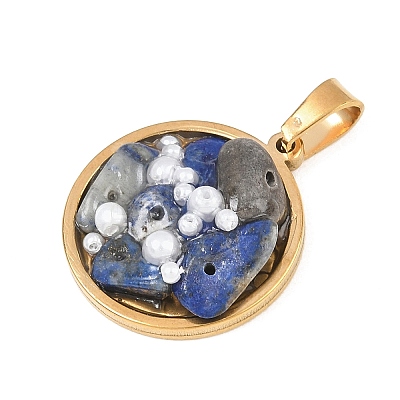 Natural Lapis Lazuli Chip and Plastic Pearl Pendants GG-CBA9A1B-01G-02-1