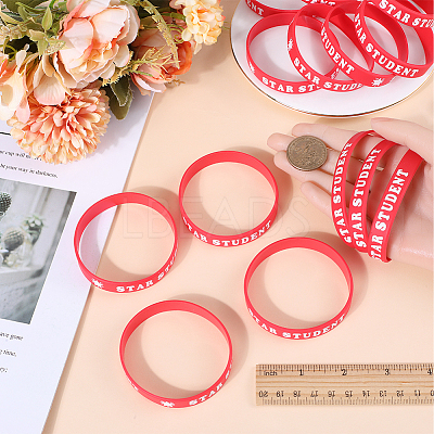 Word Star Student Silicone Cord Bracelet Wristband BJEW-WH0018-49A-1