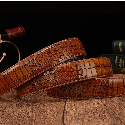Cowhide Leather Crocodile Skin Pattern Waist Belts for Men AJEW-WH20020-437B-1