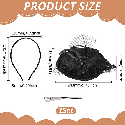 Mesh Veil Hair Bands OHAR-WH0011-63B-1