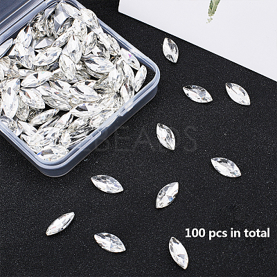 Pointed Back Glass Rhinestone Cabochons RGLA-OC0001-08A-1