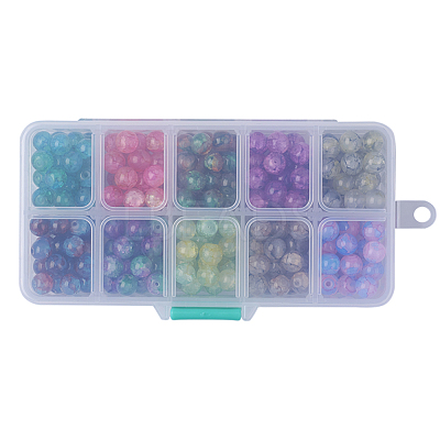 10 Colors Baking Paint Crackle Glass Beads DGLA-JP0001-08-B-1