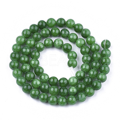 Natural Dyed Yellow Jade Gemstone Bead Strands X-G-R271-6mm-Y13-1