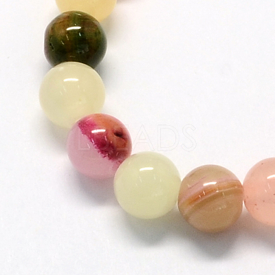 Natural Dyed Green Jade Gemstone Bead Strands X-G-R273-8mm-01-1