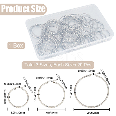 30 Pairs 3 Style 304 Stainless Steel Hoop Earring Shapes EJEW-SP0001-01-1