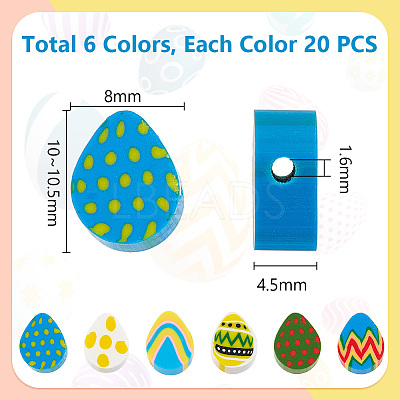 120Pcs 6 Colors Easter Themed Handmade Polymer Clay Beads CLAY-PH0001-92-1