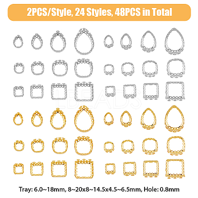 48Pcs 24 Style Brass Sew on Prong Settings KK-FH0006-93-1