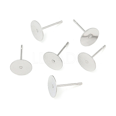 Tarnish Resistant 304 Stainless Steel Flat Round Blank Peg Stud Earring Findings STAS-S028-37-1