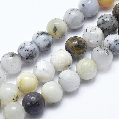 Natural White African Opal Beads Strands G-E472-02-6mm-1