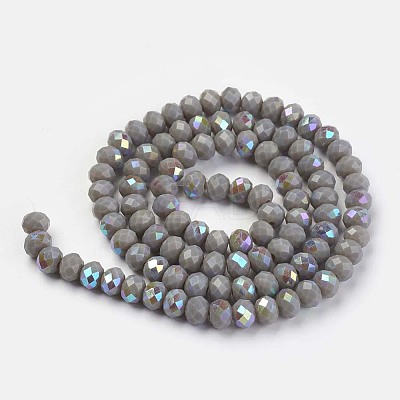 Electroplate Opaque Solid Color Glass Beads Strands EGLA-A034-P8mm-L13-1