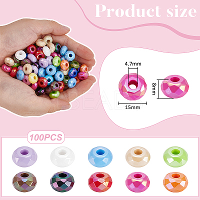 100Pcs Opaque Acrylic European Beads OACR-UN0001-15-1