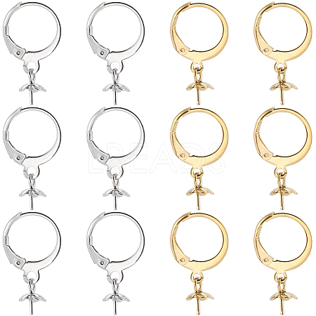 60Pcs 2 Colors 304 Stainless Steel Leverback Earring Findings STAS-SC0006-48-1