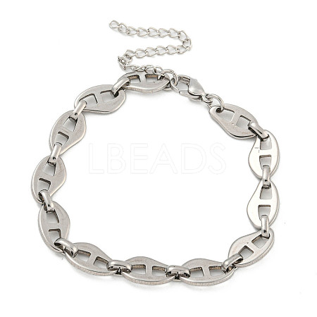 Non-Tarnish 304 Stainless Steel Leaf Link Chains Bracelets for Men & Women BJEW-D042-15P-1