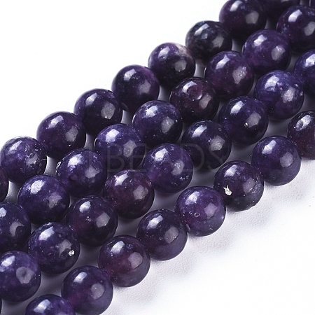 Natural Lepidolite/Purple Mica Stone Beads Strands G-D0020-16-10mm-1