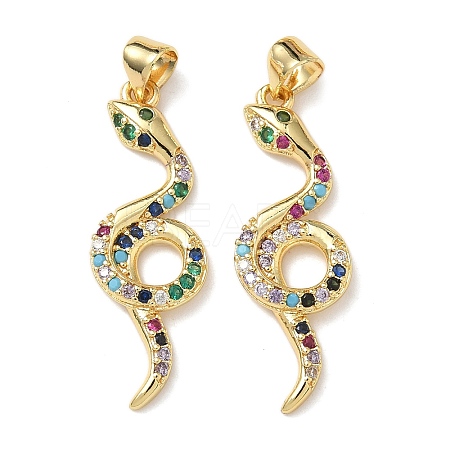 Brass Micro Pave Cubic Zirconia Pendants KK-L243-29G-14-1