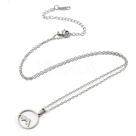 Non-Tarnish 201 Stainless Steel Mountain Pendant Necklace with Cable Chains NJEW-Q317-26P-1